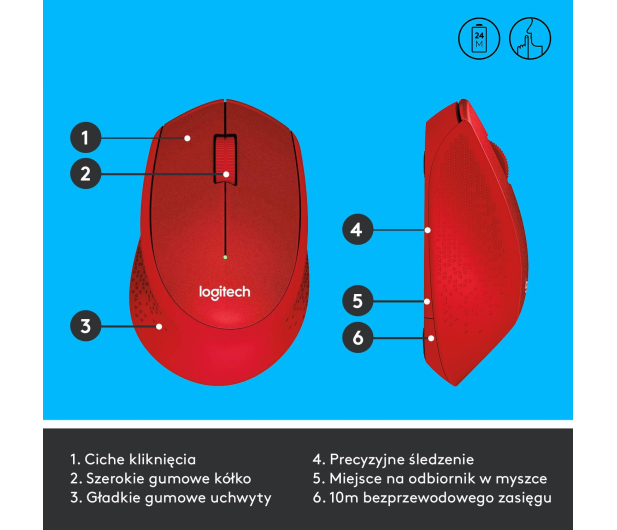 Logitech M330 Silent Plus (czerwona) - 329392 - zdjęcie 9